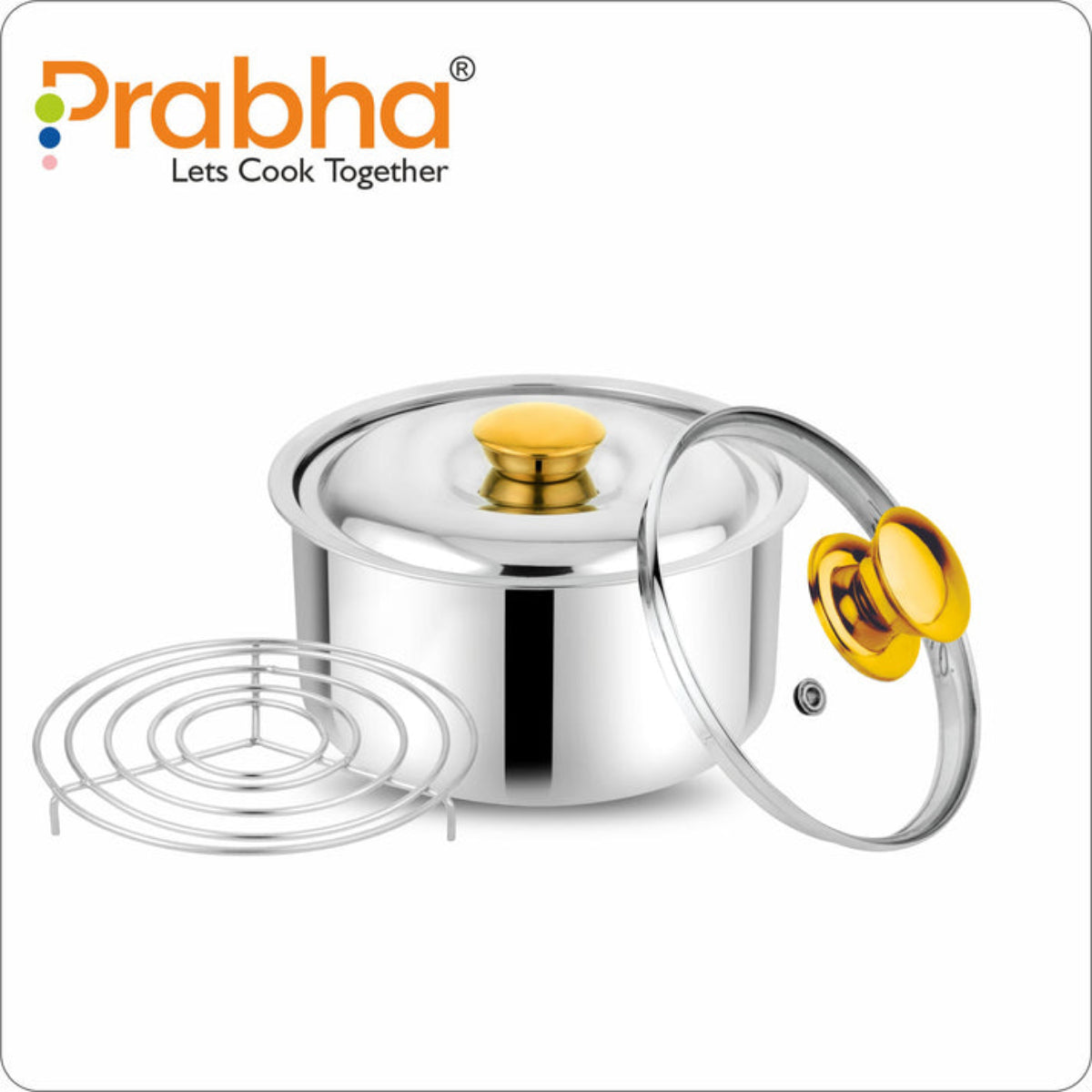 Prabha Annapurna Casserole Plain With Steel & Glass Lid