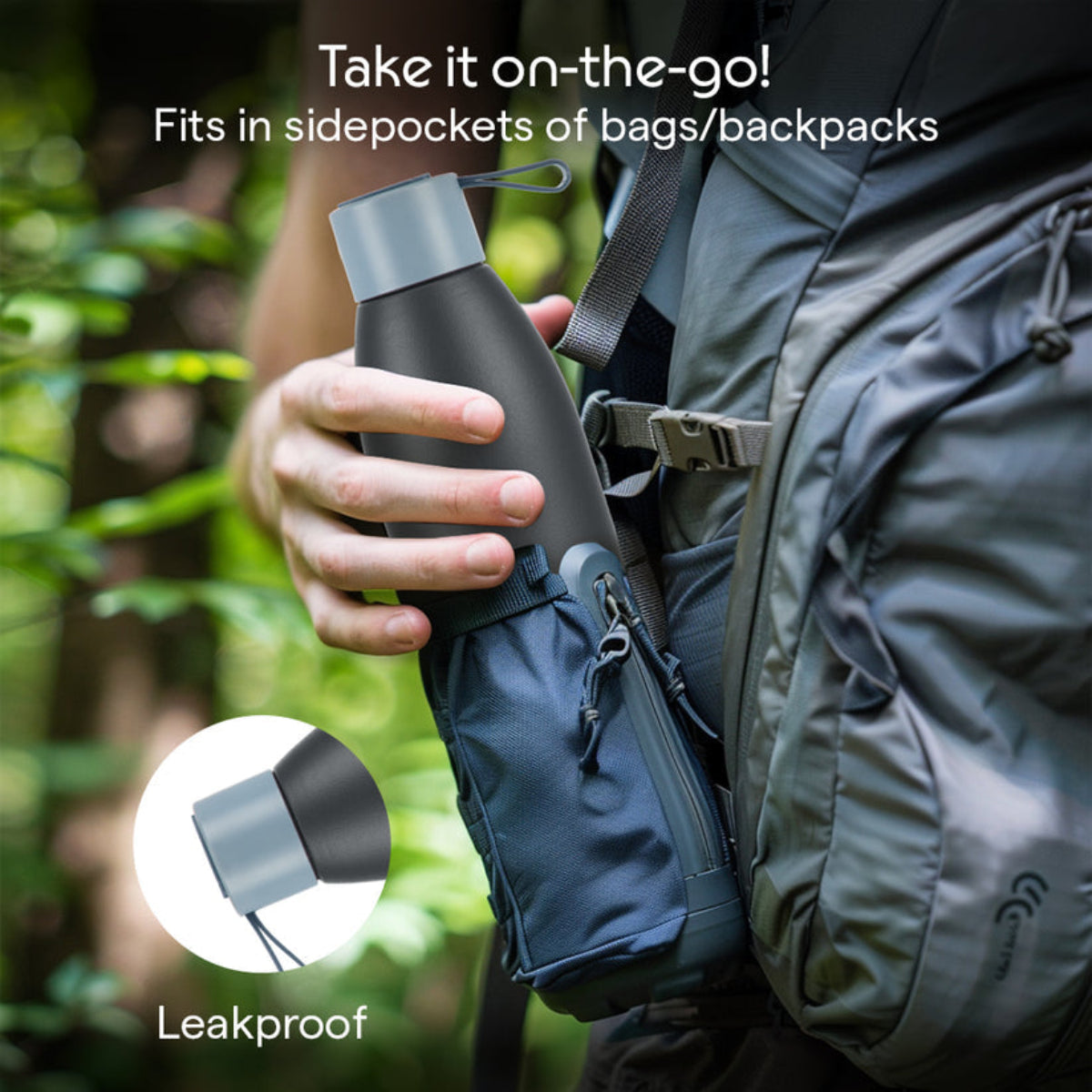 Borosil Duomate Vacuum Insulated Stainless Steel Bottle, Black