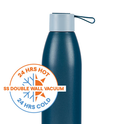 Borosil Duomate Vacuum Insulated Stainless Steel Blue Bottle