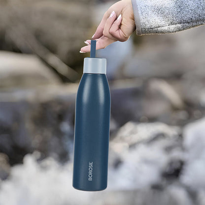 Borosil Duomate Vacuum Insulated Stainless Steel Blue Bottle