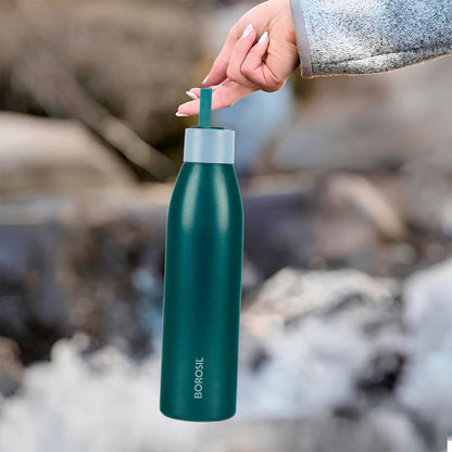 Borosil Duomate Vacuum Insulated Stainless Steel Green Bottle