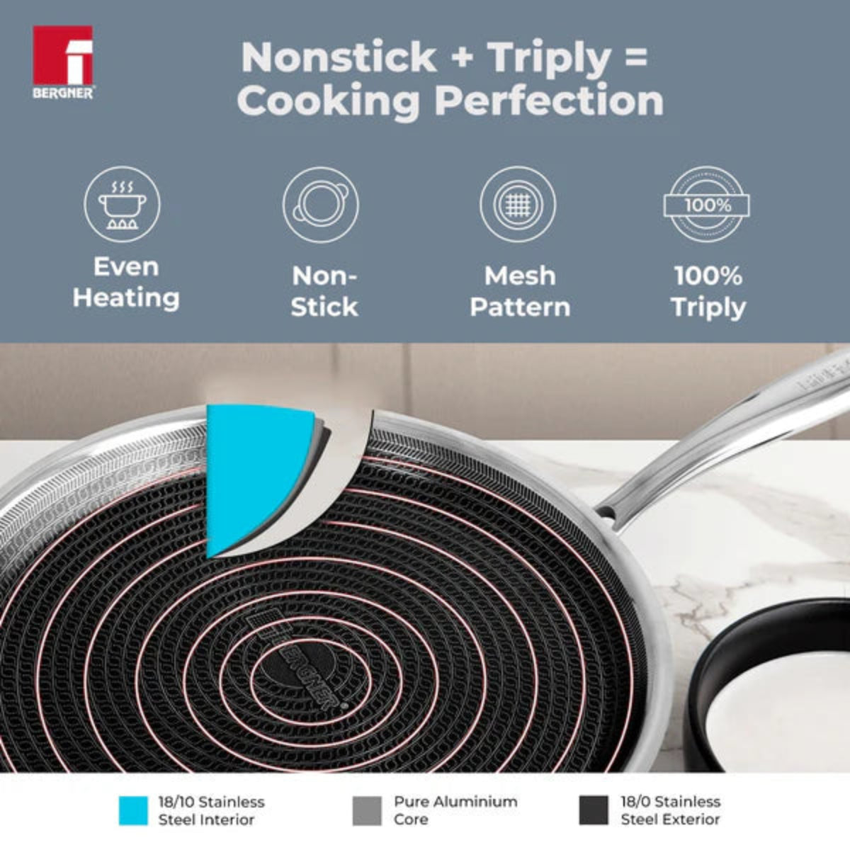 Bergner Hitech Triply Non-Stick Dosa Tawa 32 cm diameter