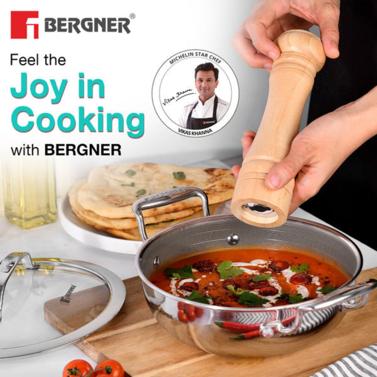 Bergner Hi-Tech Giro X Ceramic Kadai | Induction Bottom
