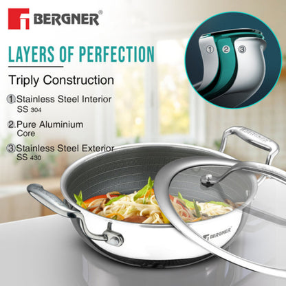 Bergner Hi-Tech Giro X Ceramic Kadai | Induction Bottom
