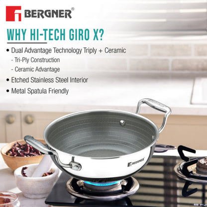 Bergner Hi-Tech Giro X Ceramic Kadai | Induction Bottom