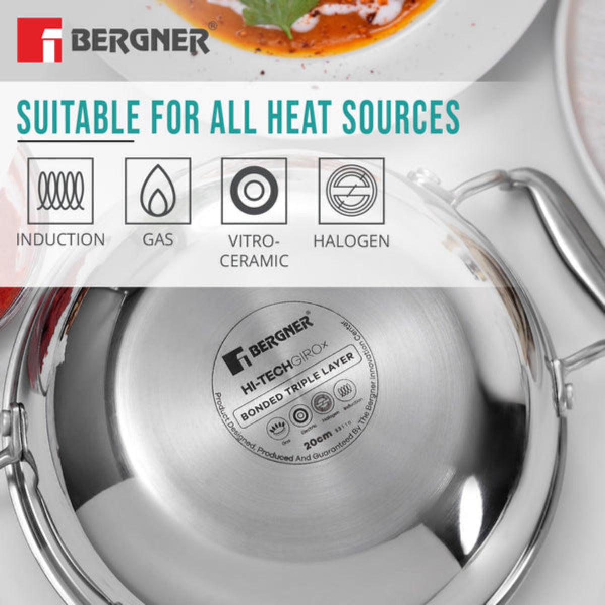 Bergner Hi-Tech Giro X Ceramic Kadai | Induction Bottom