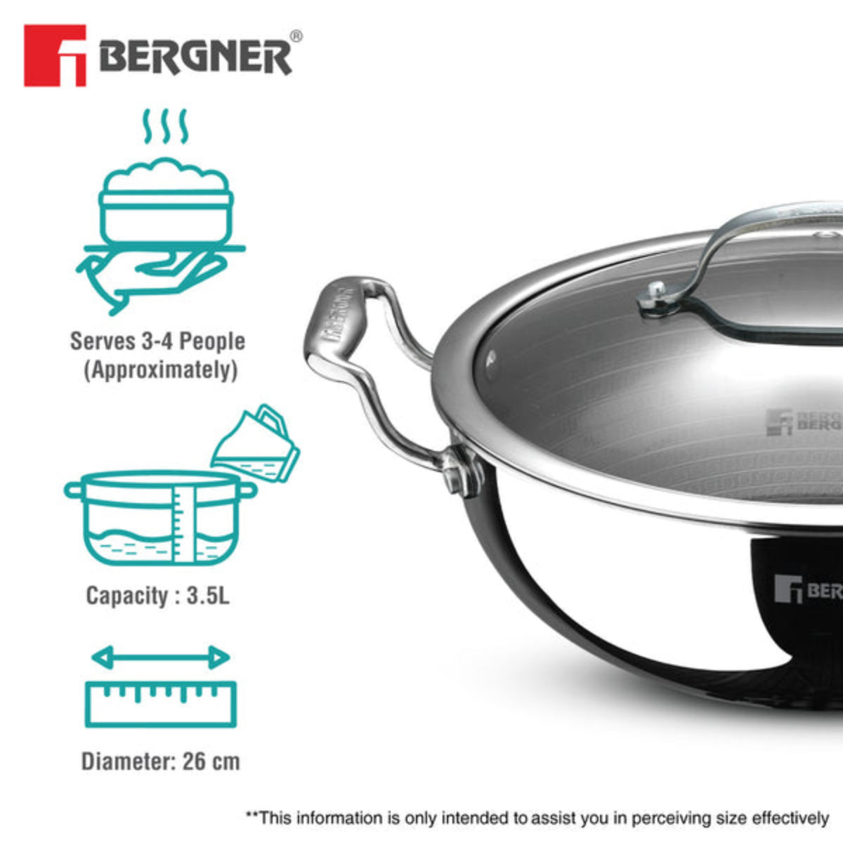 Bergner Hi-Tech Giro X Ceramic Kadai | Induction Bottom