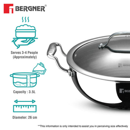 Bergner Hi-Tech Giro X Ceramic Kadai | Induction Bottom