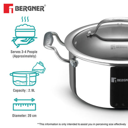 Bergner Hi-Tech Giro X Ceramic Casserole | Induction Bottom