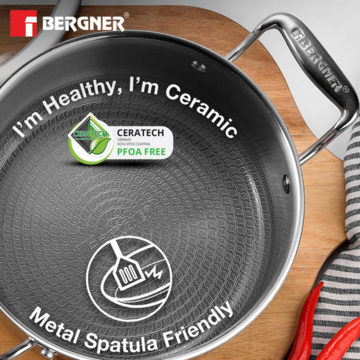 Bergner Hi-Tech Giro X Ceramic Casserole | Induction Bottom 