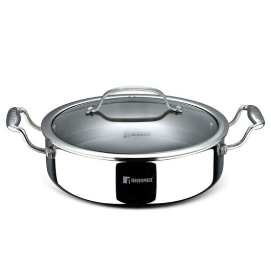 Bergner Hi-Tech Giro x Triply with Honeycomb Ceramic Coating Serving Pan | Induction Bottom