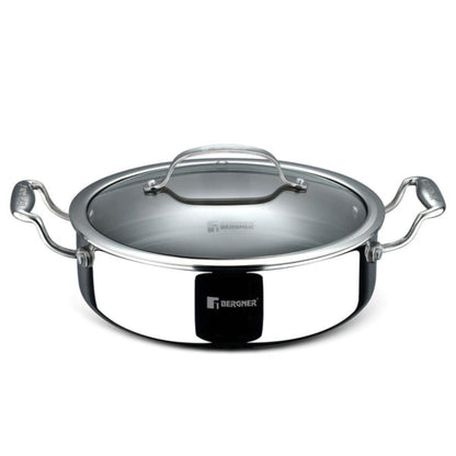 Bergner Hi-Tech Giro x Triply with Honeycomb Ceramic Coating Serving Pan | Induction Bottom