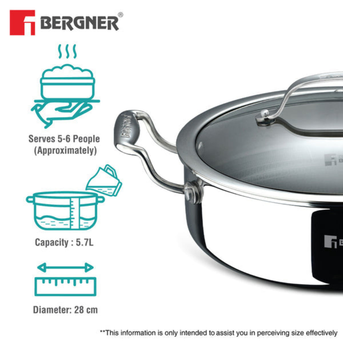 Bergner Hi-Tech Giro x Triply with Honeycomb Ceramic Coating Serving Pan | Induction Bottom