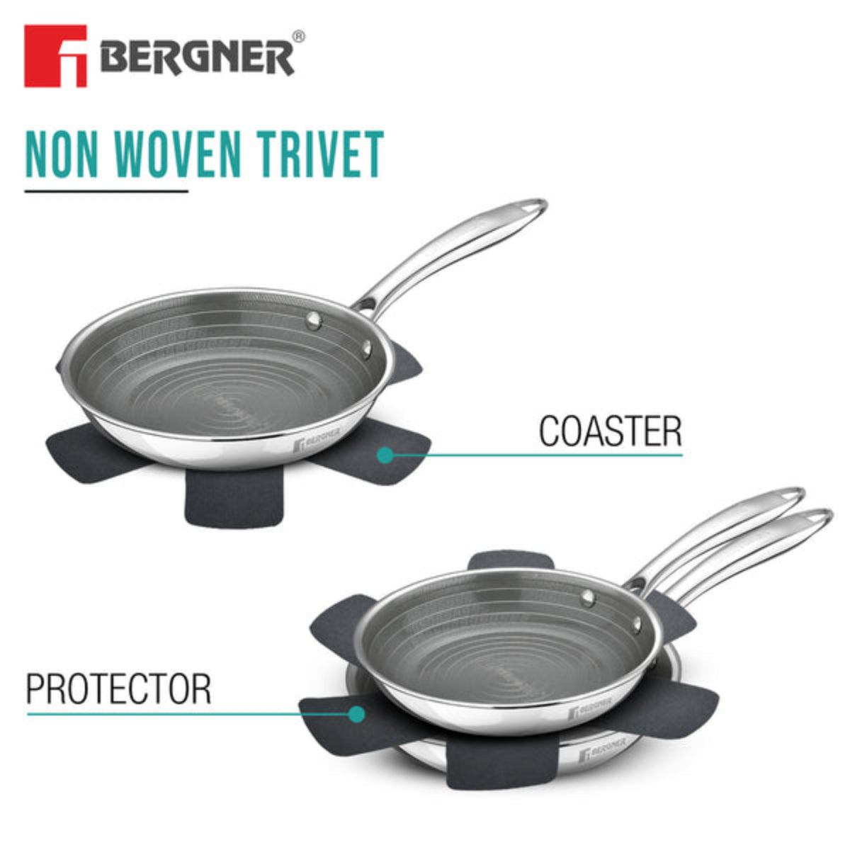 Bergner Hi-Tech Giro x Triply with Honeycomb Ceramic Coating Serving Pan | Induction Bottom