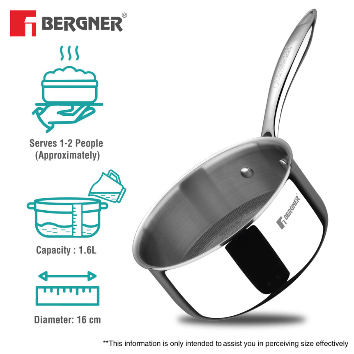 Bergner Hi-Tech Giro X Ceramic 16cm (1.6 L) Saucepan | Induction Bottom