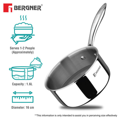 Bergner Hi-Tech Giro X Ceramic 16cm (1.6 L) Saucepan | Induction Bottom