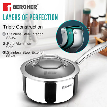 Bergner Hi-Tech Giro X Ceramic 16cm (1.6 L) Saucepan | Induction Bottom