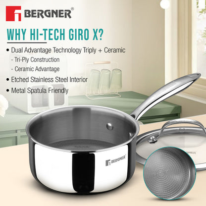 Bergner Hi-Tech Giro X Ceramic 16cm (1.6 L) Saucepan | Induction Bottom