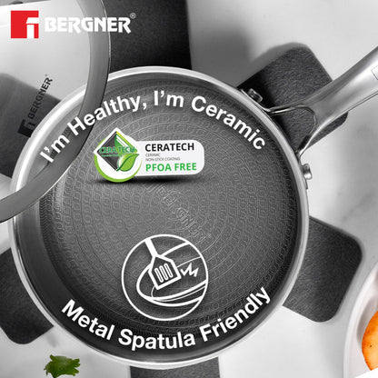 Bergner Hi-Tech Giro X Ceramic 16cm (1.6 L) Saucepan | Induction Bottom