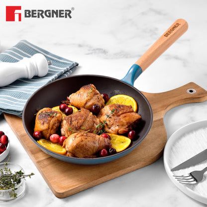 Bergner Excalibur Light Cast Iron Frypan Induction Bottom, Blue