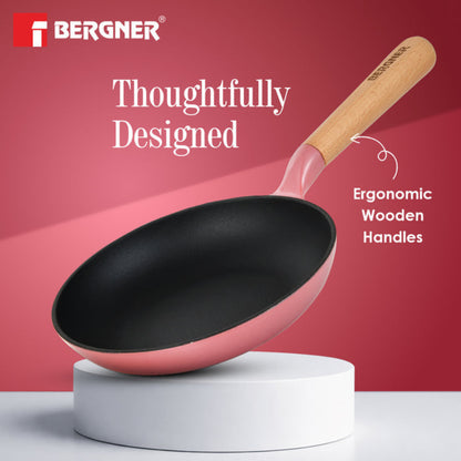 Bergner Excalibur Light Cast Iron Frypan Induction Bottom, Pink