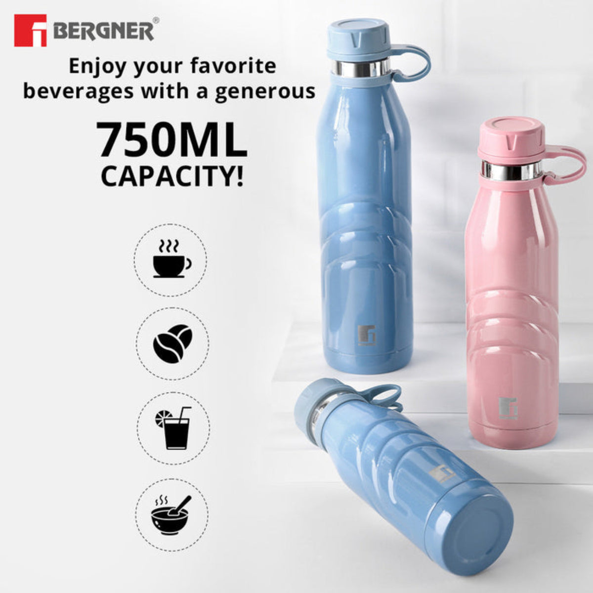 Bergner Walking AquaFlex Thermosteel Hot and Cold Bottle