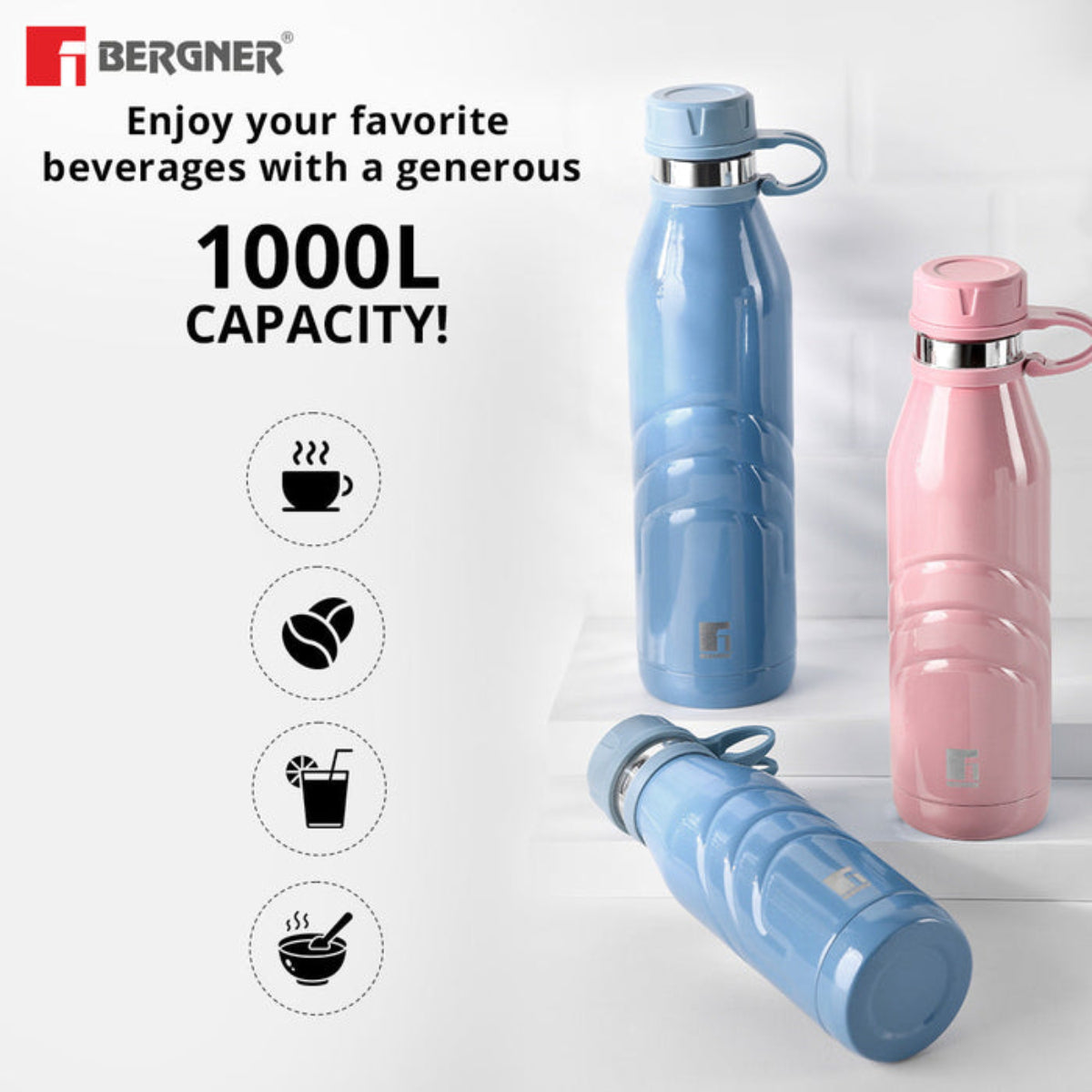 Bergner Walking AquaFlex Thermosteel Hot and Cold Bottle