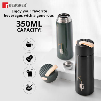 Bergner Walking Filter Flow Thermosteel Hot and Cold 350ml Bottle
