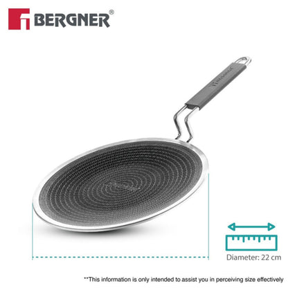 Bergner Hi-Tech Tri-Ply Stainless Steel 22cm Non-Stick Roti Tawa