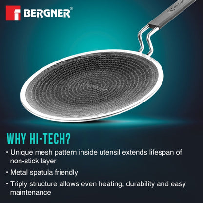 Bergner Hi-Tech Tri-Ply Stainless Steel 22cm Non-Stick Roti Tawa