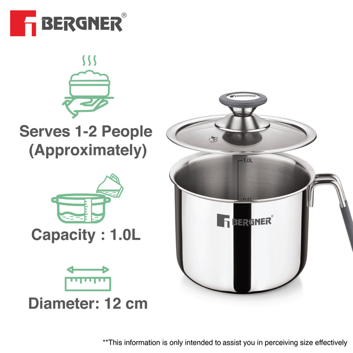 Bergner Argent Triply Milk Boiler 12cm (1L)
