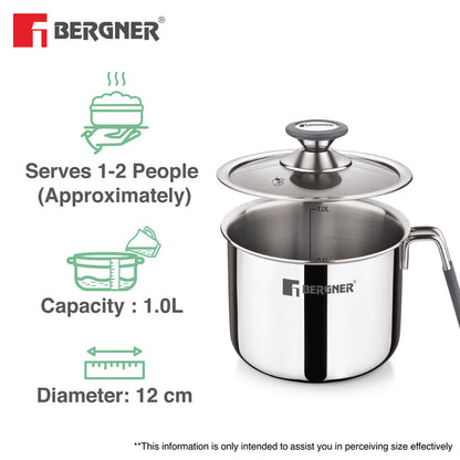 Bergner Argent Triply Milk Boiler 12cm (1L)