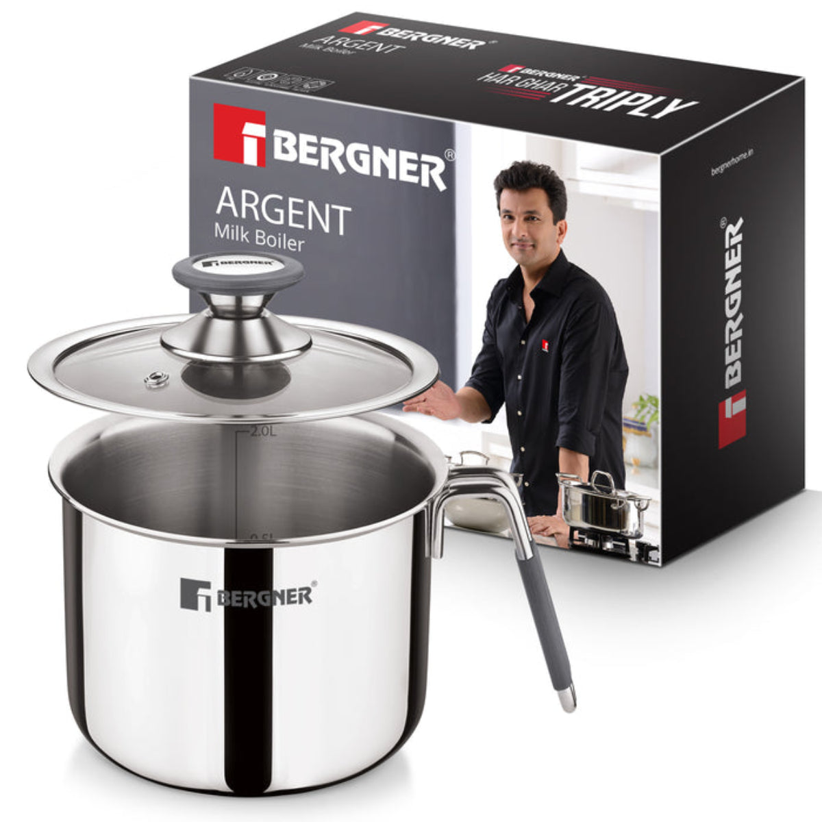 Bergner Argent Triply Milk Boiler 14cm (1.8L)