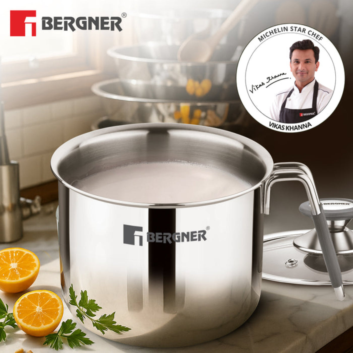 Bergner Argent Triply Milk Boiler 14cm (1.8L)