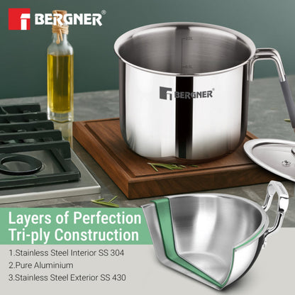 Bergner Argent Triply Milk Boiler 14cm (1.8L)