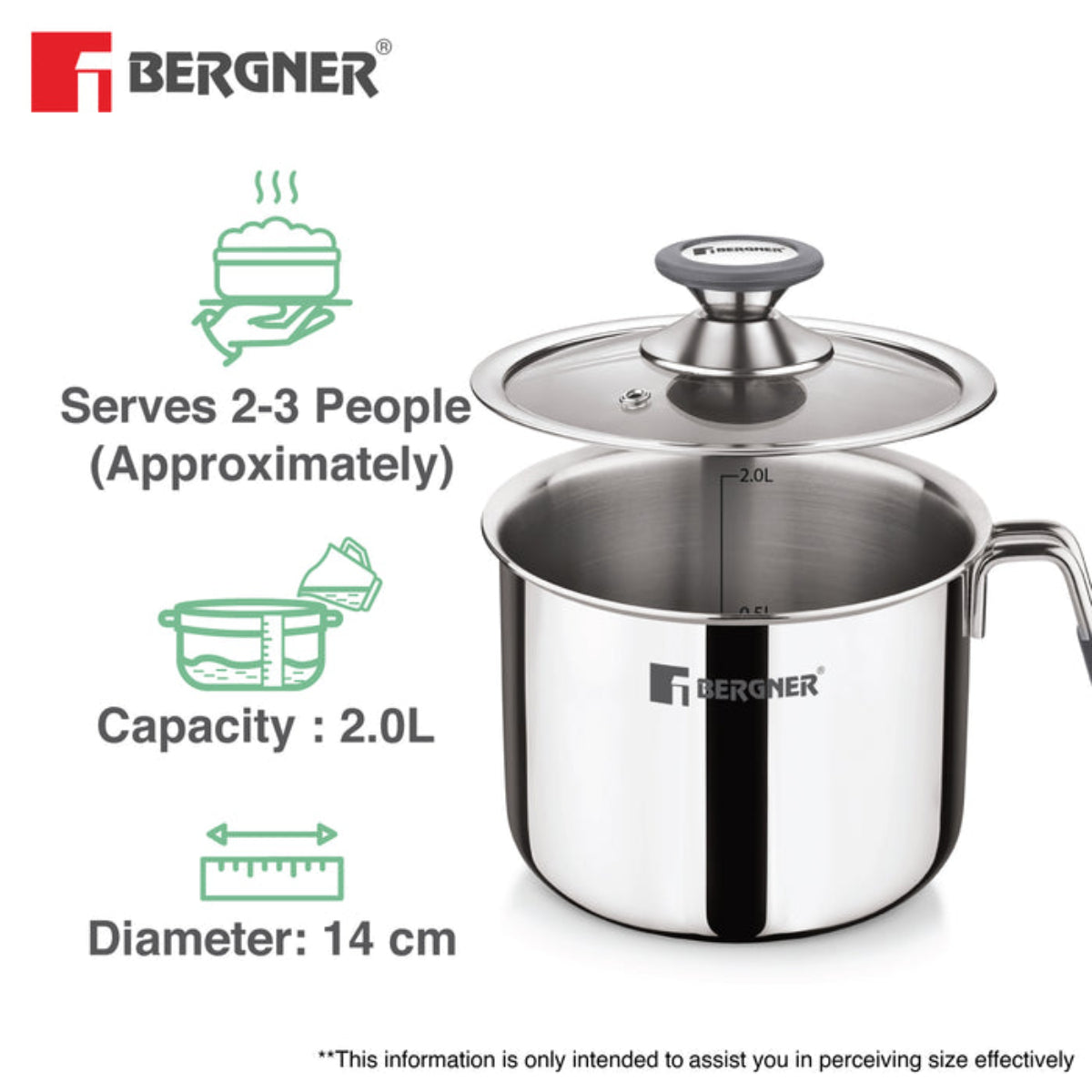 Bergner Argent Triply Milk Boiler 14cm (1.8L)