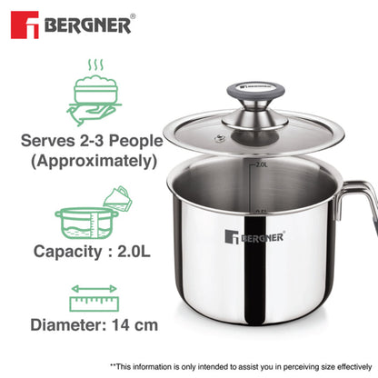 Bergner Argent Triply Milk Boiler 14cm (1.8L)