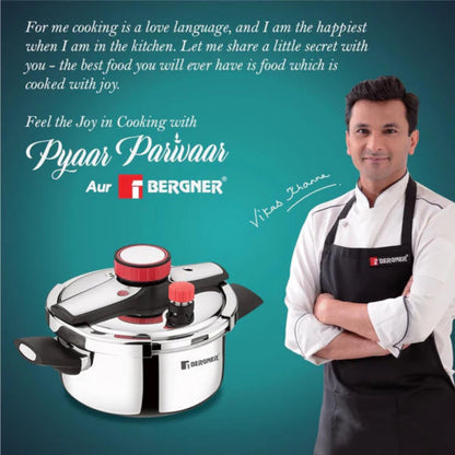 Bergner Capri Tri-Ply Pressure Cooker with Low and High Pressure Settings, Safety Lock