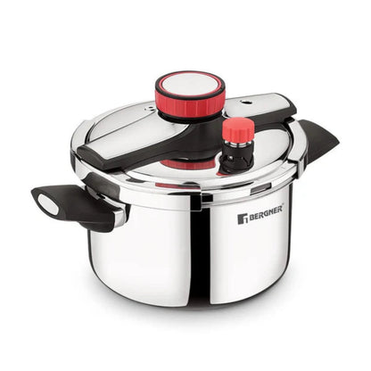 Bergner Capri Tri-Ply Pressure Cooker with Low and High Pressure Settings, Safety Lock BGIN-0620