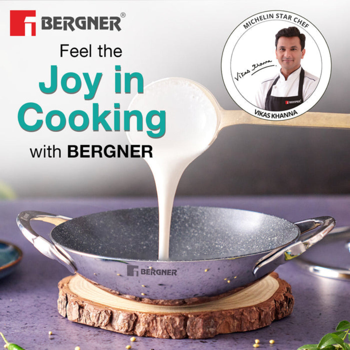 Bergner Argent Samsara Tri-Ply Stainless Steel 21cm Appachetty