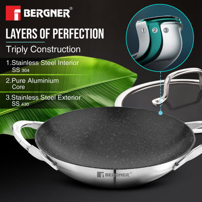 Bergner Argent Samsara Tri-Ply Stainless Steel 21cm Appachetty