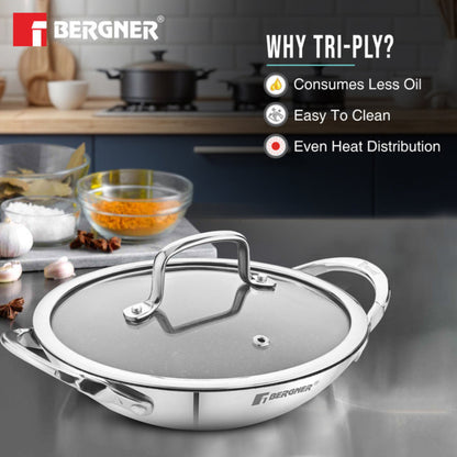Bergner Argent Samsara Tri-Ply Stainless Steel 21cm Appachetty
