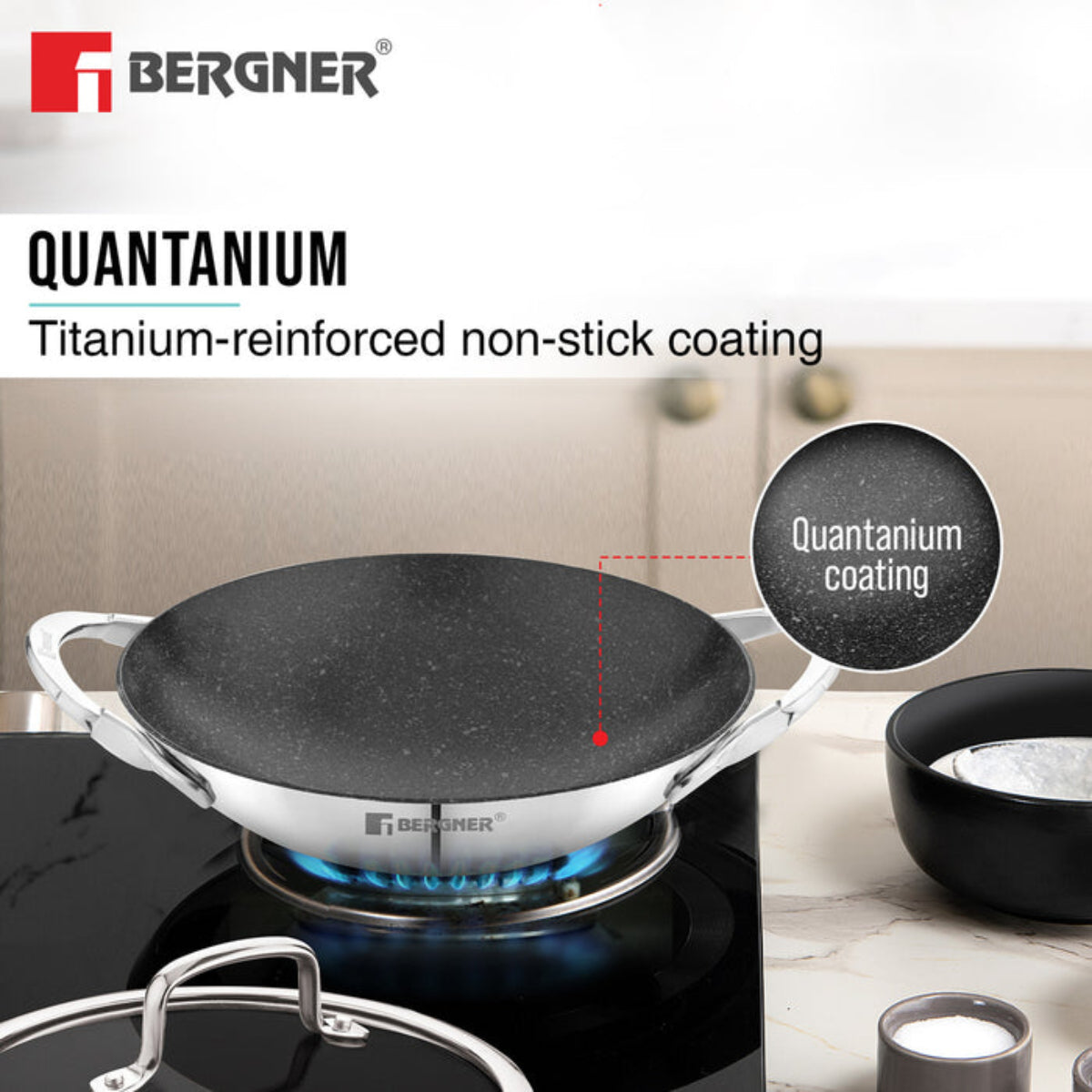 Bergner Argent Samsara Tri-Ply Stainless Steel 21cm Appachetty
