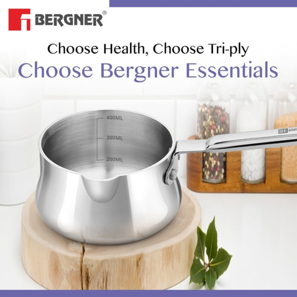Bergner BE Essentials Tri-Ply Stainless Steel 10cm (550ml) Coffee Warmer