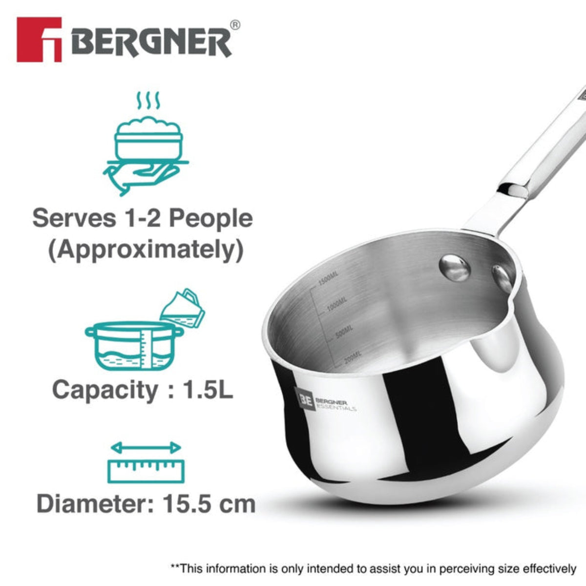 Bergner BE Essentials Tri-Ply Stainless Steel 14cm (1.5L) Coffee Warmer