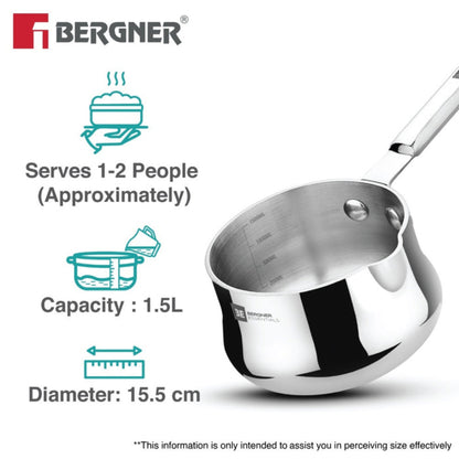 Bergner BE Essentials Tri-Ply Stainless Steel 14cm (1.5L) Coffee Warmer