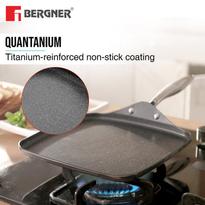 Bergner Argent Samsara Tri-Ply Stainless Steel 27cm Square Multi Tawa - Induction Bottom