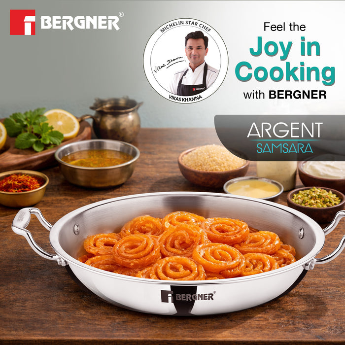 Bergner Argent Samsara Triply Jalebi Pan 28cm (3L)