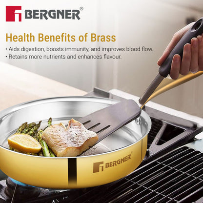 Bergner Peetlam Sautepan with Lid 22cm/1.3L, Traditional, Tin/Kalai Coated Brass