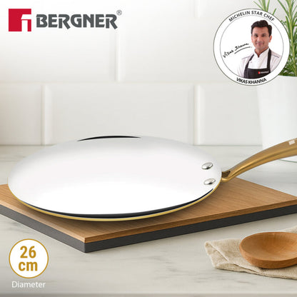 Bergner Peetlam Concave Tawa 26cm, Brass Roti Tawa with Tin (Kalai) Coated